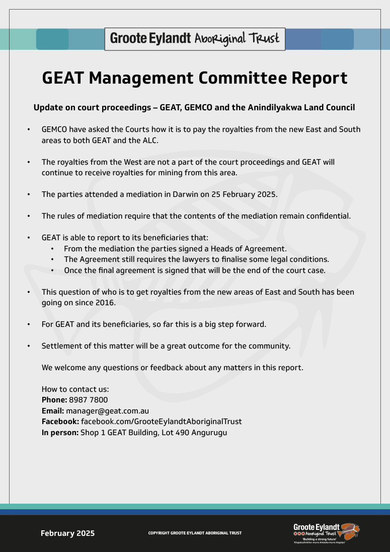 GEAT Management Report Febraury 25